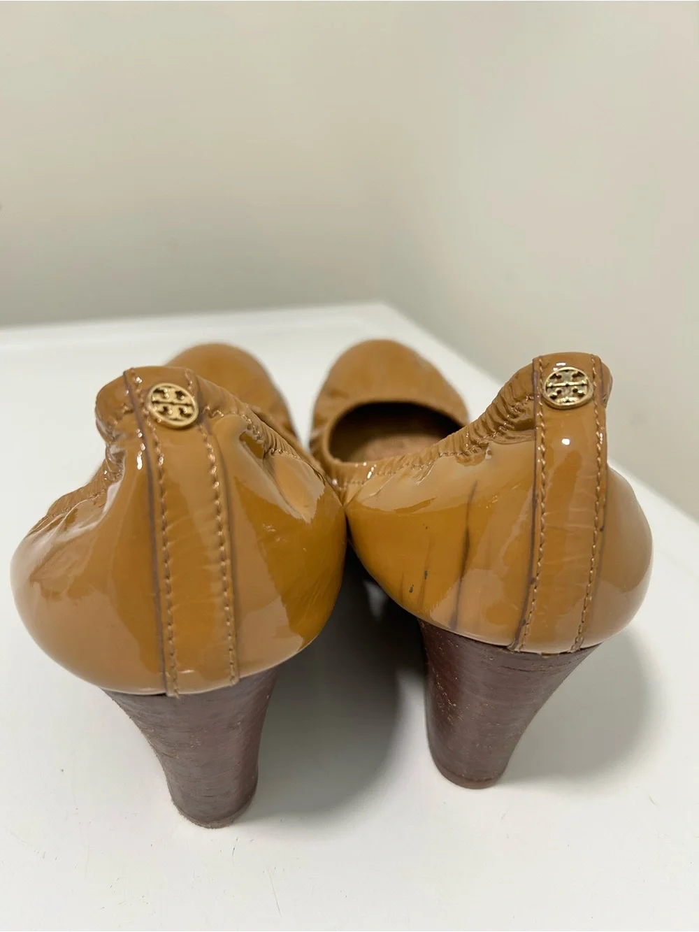 Tory Burch Eddie Ballet Wedge Tan Camel Size 11 M